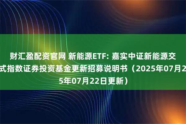 财汇盈配资官网 新能源ETF: 嘉实中证新能源交易型开放式指数证券投资基金更新招募说明书（2025年07月22日更新）