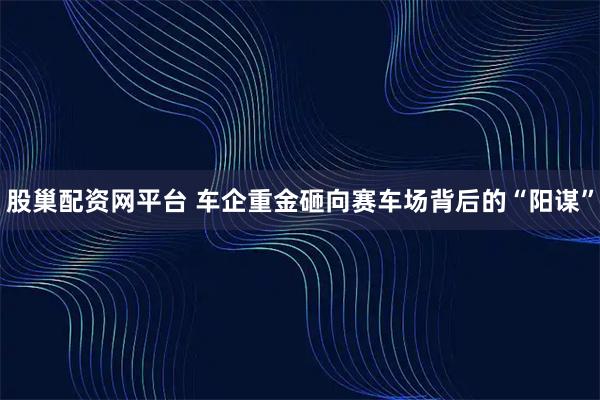 股巢配资网平台 车企重金砸向赛车场背后的“阳谋”